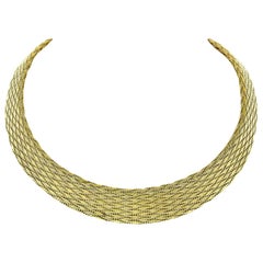 Mint Roberto Coin 18 Karat Yellow Gold Graduated Woven Silk Mesh Chain Necklace