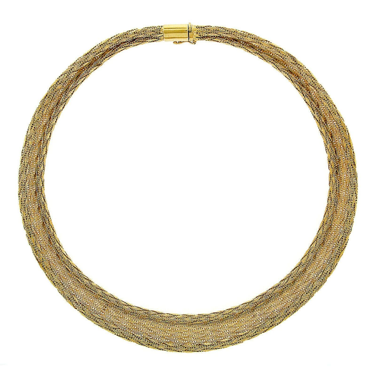 Mint Roberto Coin 18 Karat Yellow Gold Graduated Woven Silk Mesh Chain Necklace 2