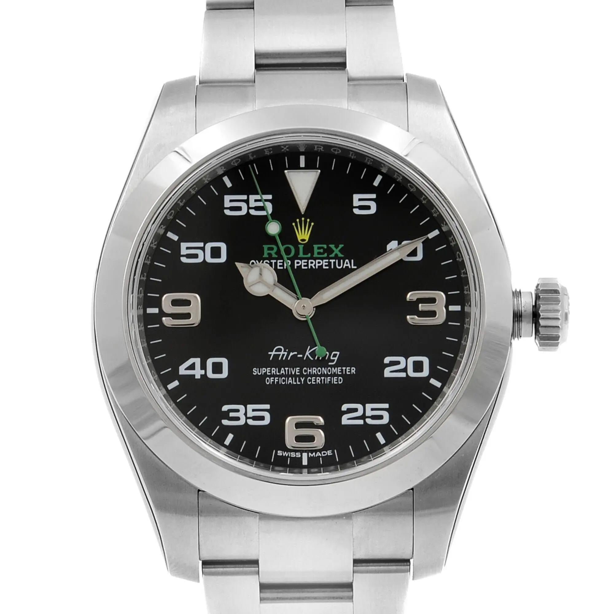 Pre-owned in excellent condition. Full links. The watch is fully serviced and tested for water resistance, movement calibration, and time accuracy.

⌚ Rolex Air-King 116900 Men’s Wristwatch (40mm)
📌 General Overview
Brand: Rolex

Model Name: