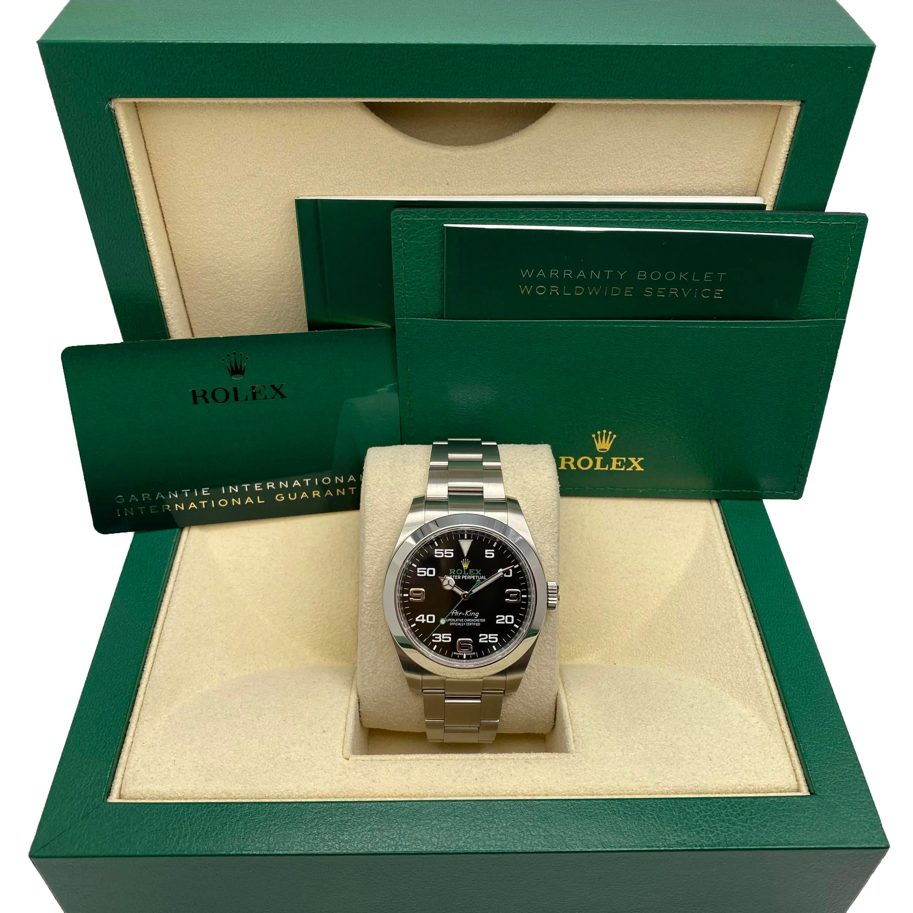 Rolex Air-King Green Hand Steel Black Dial 116900 en vente