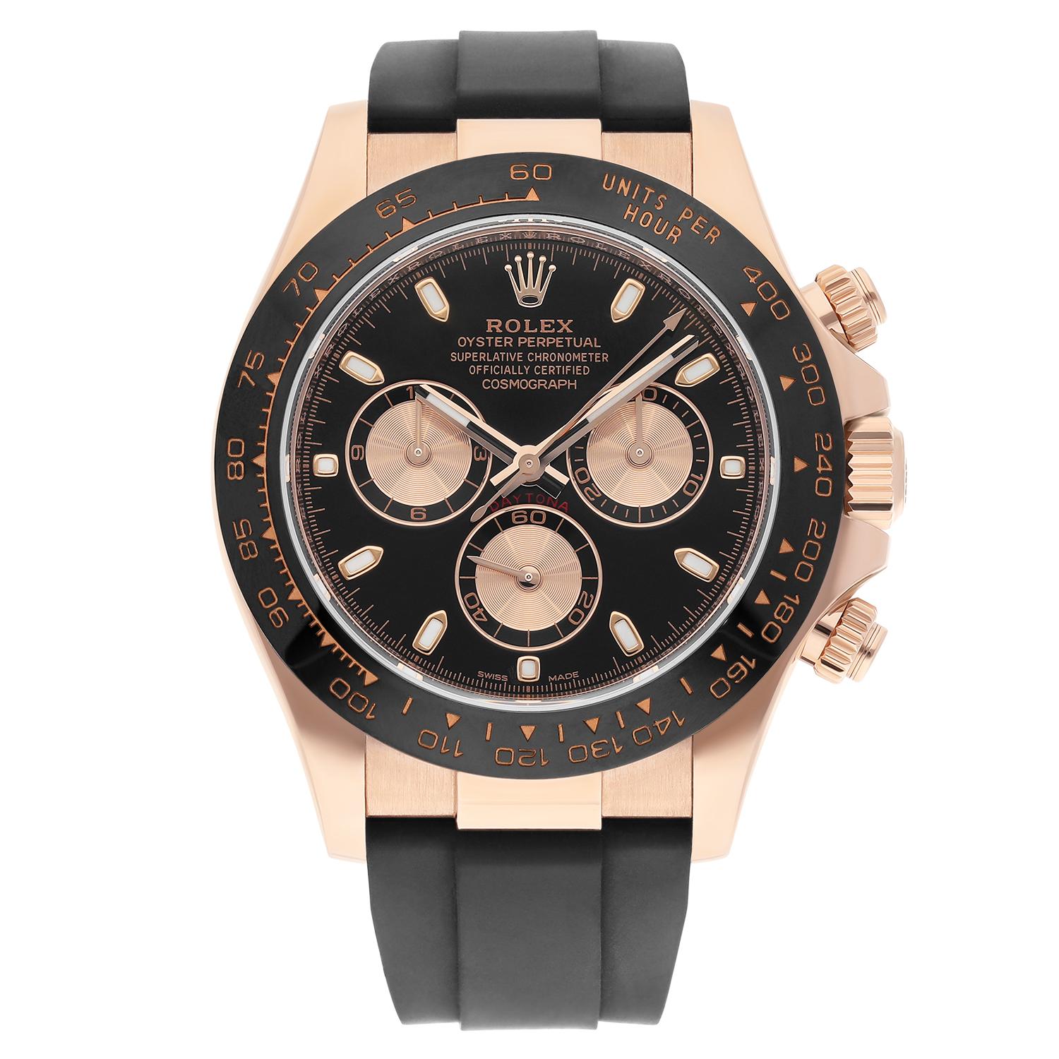 This is the stunning Everose gold Cosmograph Daytona on Oysterflex ref. 116515LN.

With the introduction of the Oysterflex bracelet, Rolex completely changed the importance & versatility of the precious metal Cosmographs, making it one of Rolex's