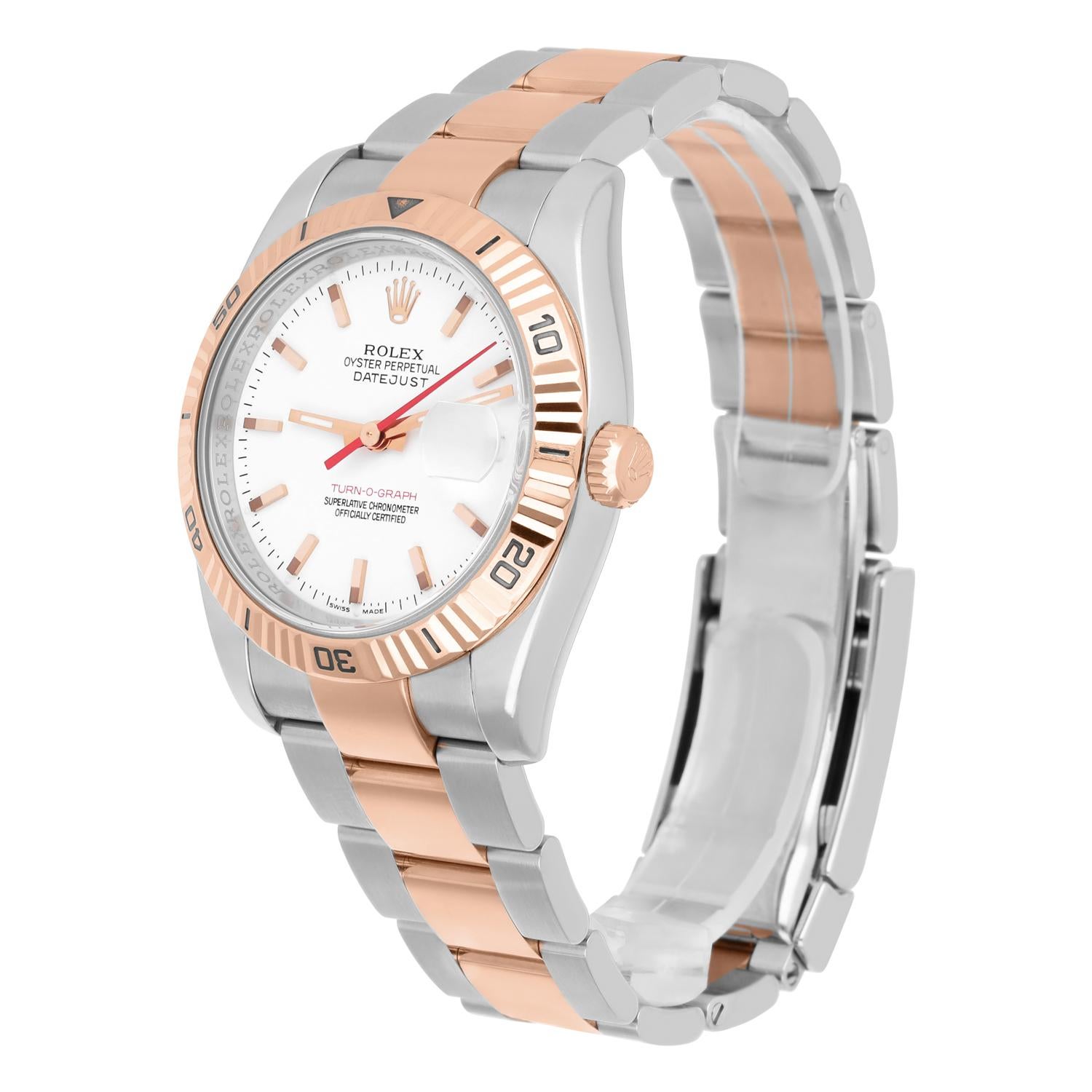 MINT Rolex DateJust 116261 Turn-O-Graph 36mm Two-Tone Rose Gold Watch Oyster In Excellent Condition For Sale In New York, NY