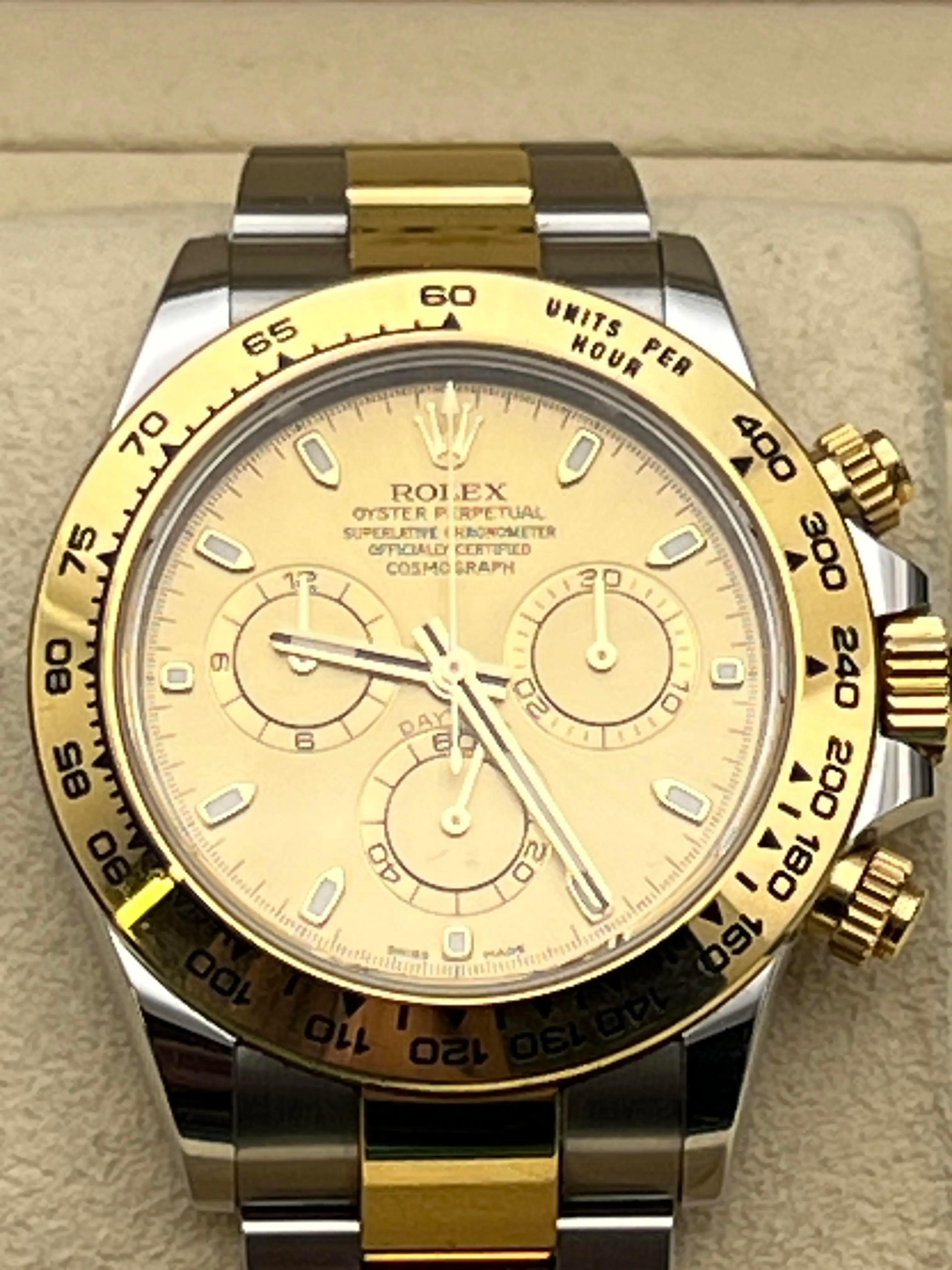 Rolex Daytona 116503 40mm 18K quadrante champagne bicolore scatola e documenti, nuovo di zecca In condizioni ottime in vendita a New York, NY