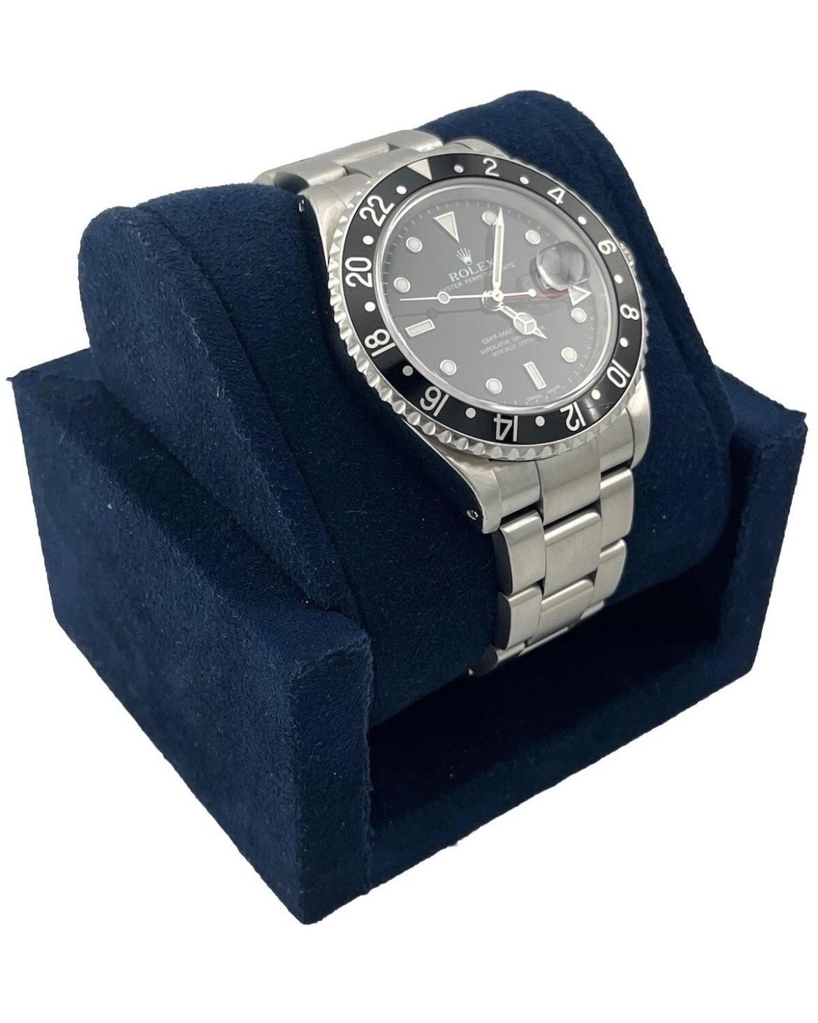 MINT Rolex GMT-Master II 40mm Stainless Steel 16710 Black Men's Watch Papers For Sale 1