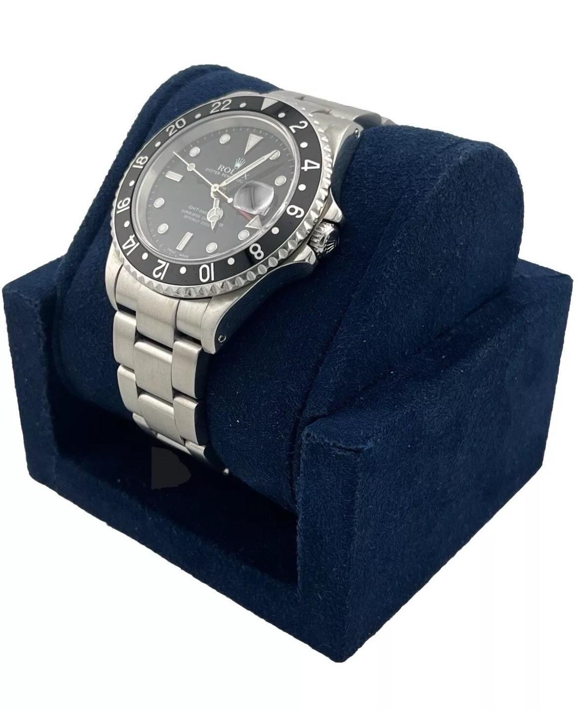 MINT Rolex GMT-Master II 40mm Stainless Steel 16710 Black Men's Watch Papers For Sale 2