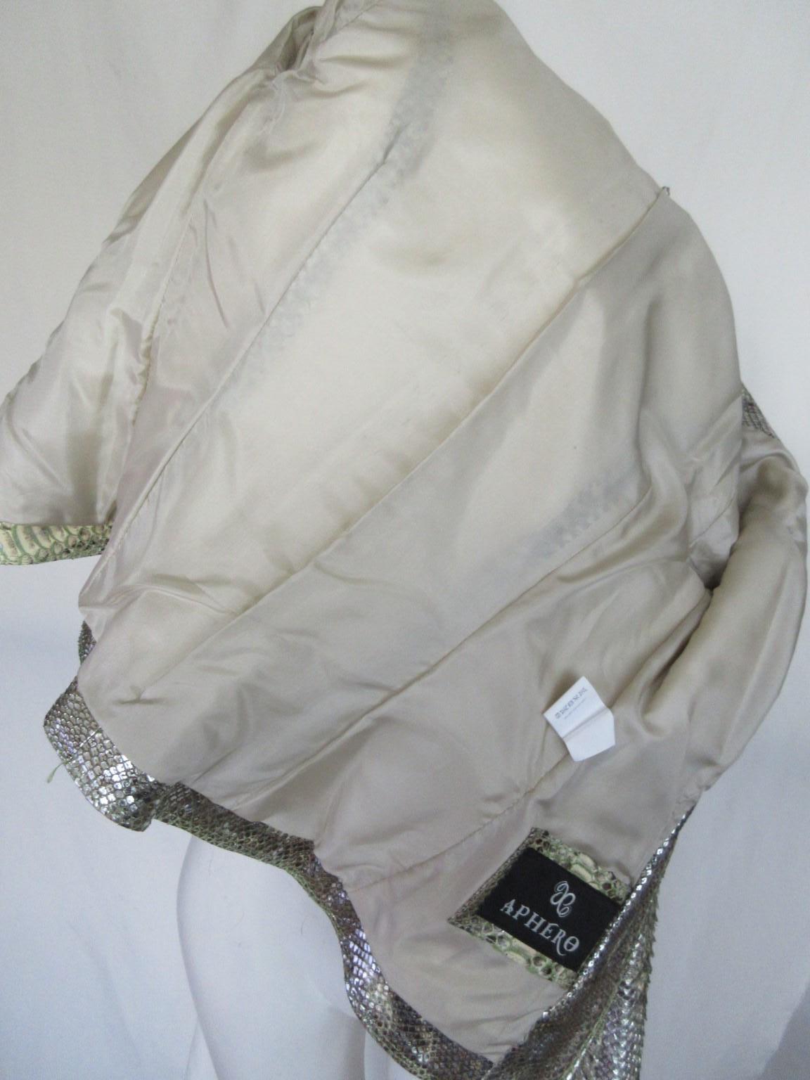 Mint Silver Exotic Leather Jacket Small 6 For Sale 9