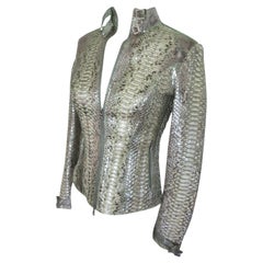 Mint Silver Exotic Leather Jacket Small 6