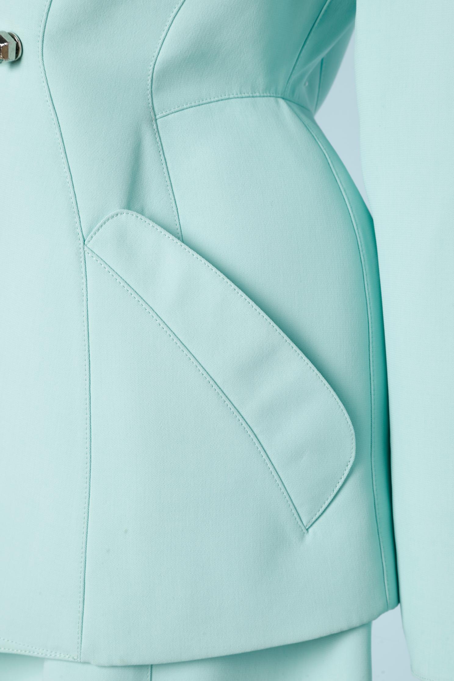 Blue Mint  skirt- suit with metal embellishment Thierry Mugler  For Sale
