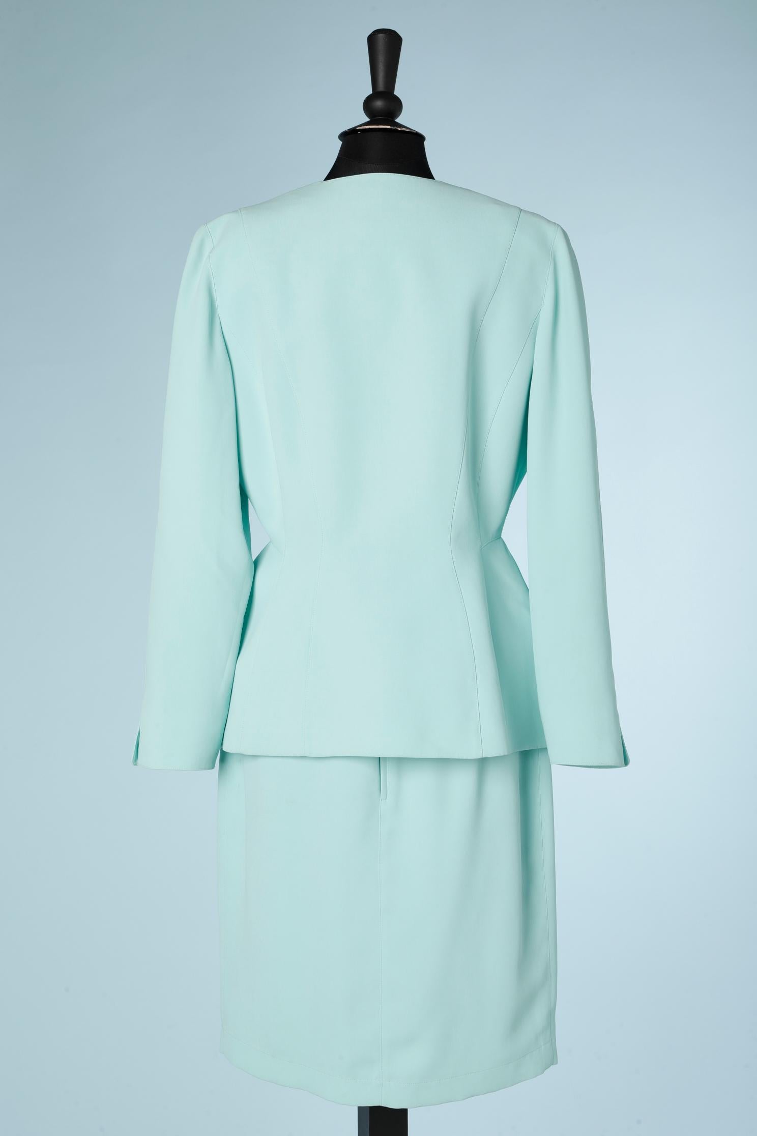 Mint  skirt- suit with metal embellishment Thierry Mugler  For Sale 1