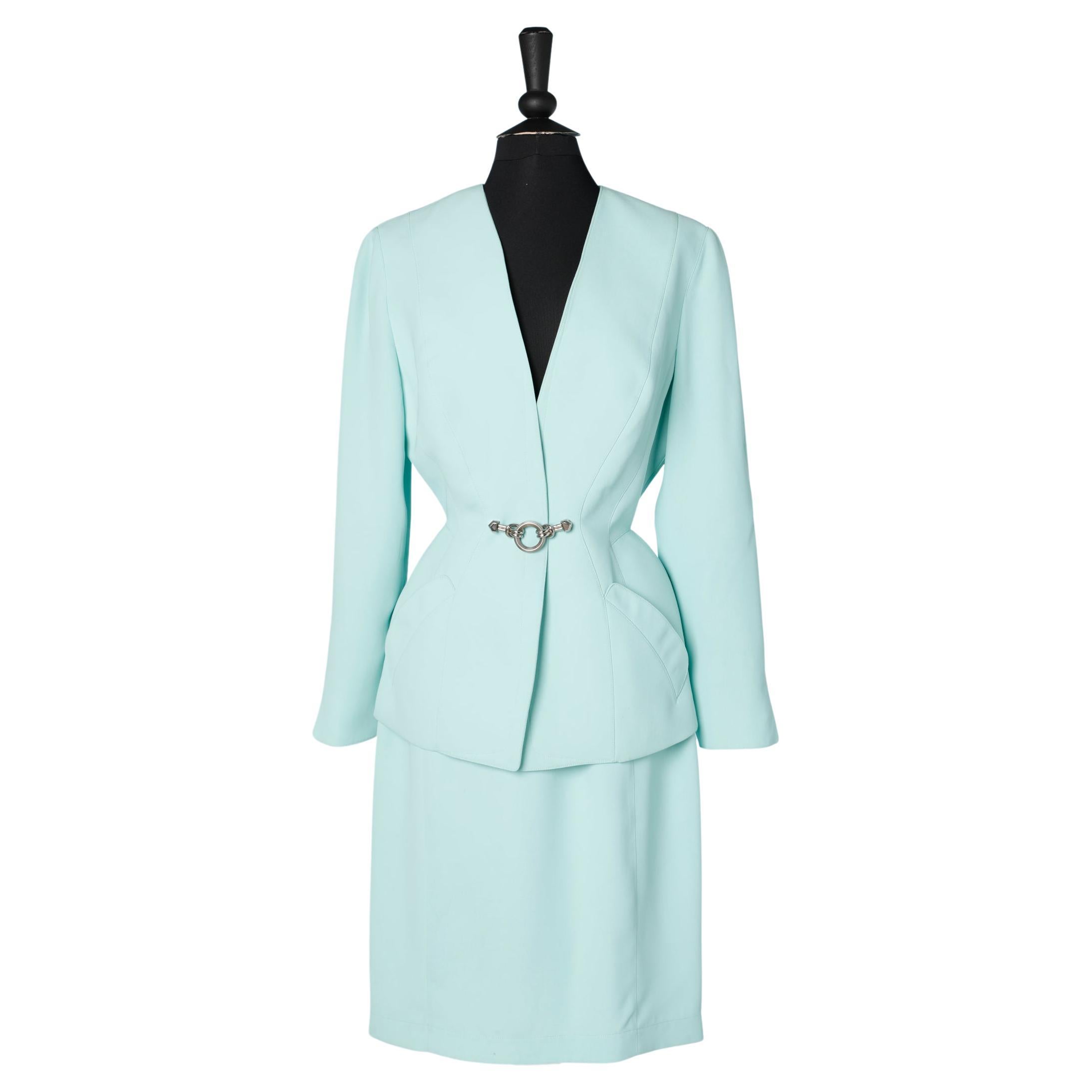 Mint  skirt- suit with metal embellishment Thierry Mugler  For Sale