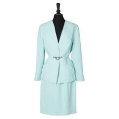 Vintage Mint  skirt- suit with metal embellishment Thierry Mugler 