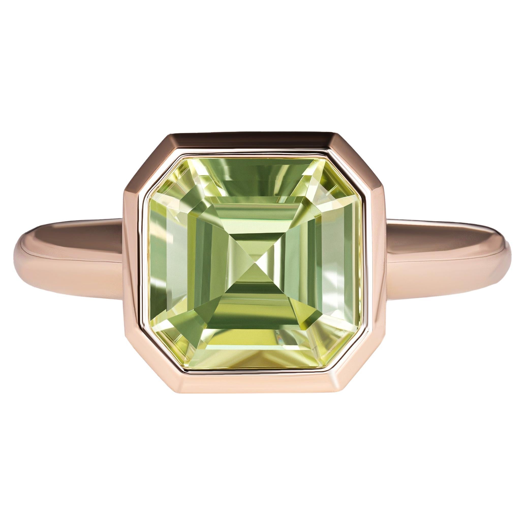 Mint Tourmaline 5.13 ct Ring in 18K Gold Champagne Color