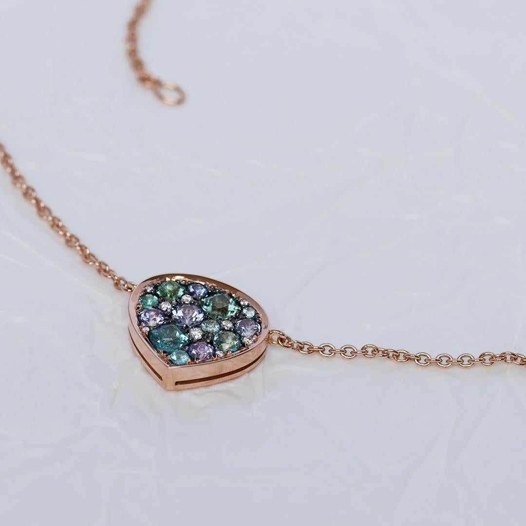 Collar Colgante Turmalina Menta Paraiba Turmalina Tanzanita Zafiro Pave en venta 5
