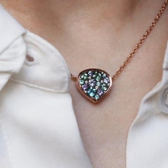 Mint Tourmaline Paraiba Tourmaline Tanzanite Sapphire Pave Pendant Necklace
