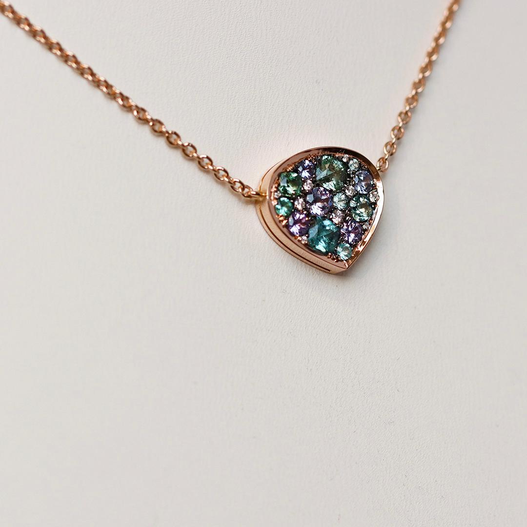 Collar Colgante Turmalina Menta Paraiba Turmalina Tanzanita Zafiro Pave en Nuevo estado para la venta en Antwerp, BE