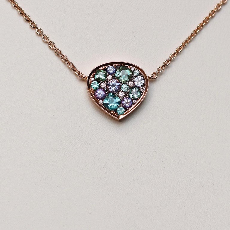 Mint Tourmaline Paraiba Tourmaline Tanzanite Sapphire Pave Pendant