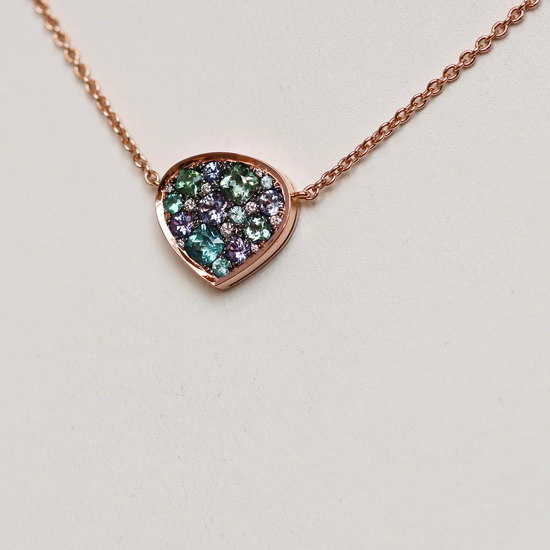 Collar Colgante Turmalina Menta Paraiba Turmalina Tanzanita Zafiro Pave en venta 1