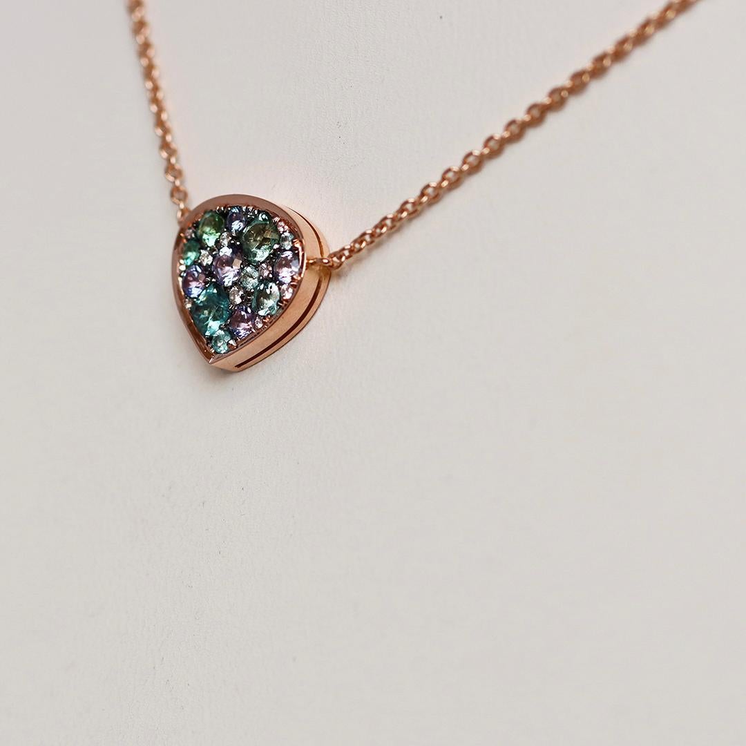 Collar Colgante Turmalina Menta Paraiba Turmalina Tanzanita Zafiro Pave en venta 2