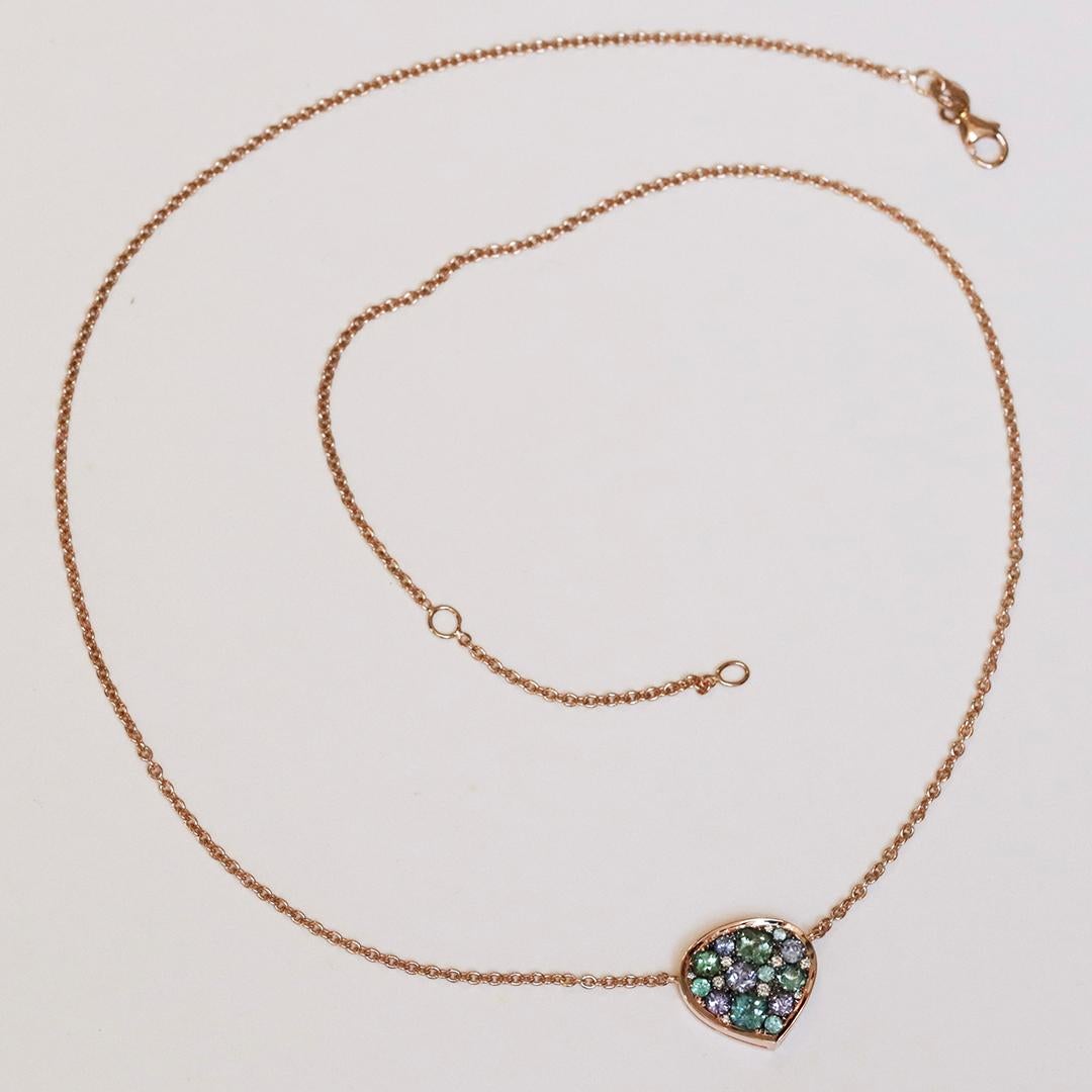 Collar Colgante Turmalina Menta Paraiba Turmalina Tanzanita Zafiro Pave en venta 3