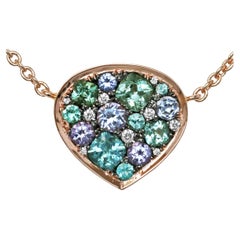 Mint Tourmaline Paraiba Tourmaline Tanzanite Sapphire Pave Pendant Necklace