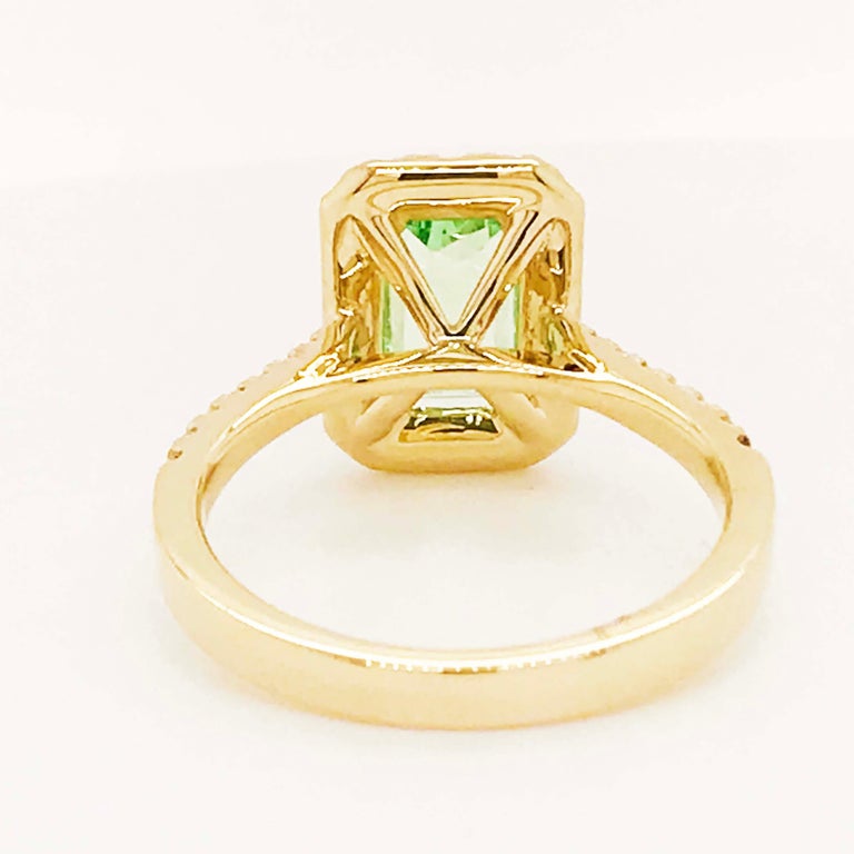 Mint Tsavorite Garnet and Diamond Halo Engagement Ring 2 Carat 14 Karat Gold In New Condition For Sale In Austin, TX