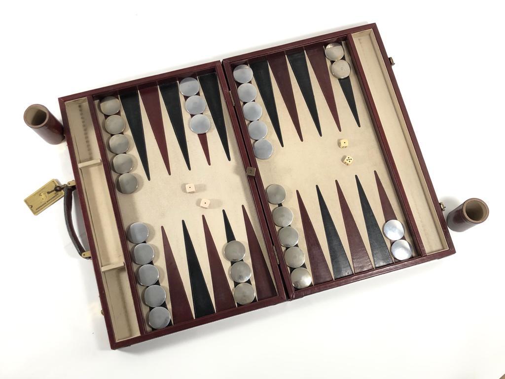 Late 20th Century Mint Vintage 1970 Backgammon Rare Etienne Aigner Handmade Soft Leather Set