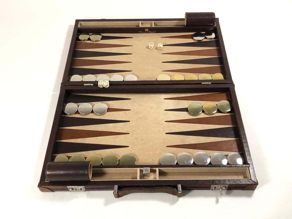 Arts and Crafts Mint Vintage 1970 Backgammon Rare Etienne Aigner Handmade Soft Leather Set