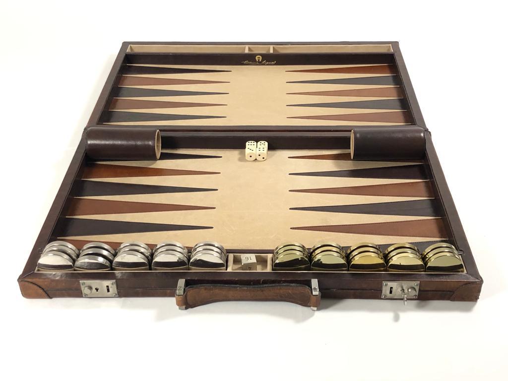French Mint Vintage 1970 Backgammon Rare Etienne Aigner Handmade Soft Leather Set