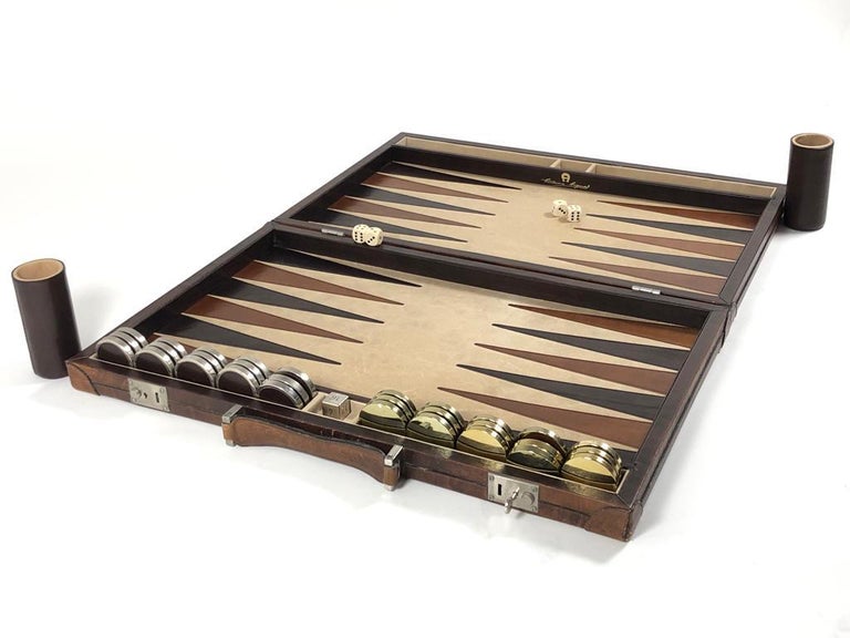 Mint Vintage 1970 Backgammon Rare Etienne Aigner Handmade Soft Leather Set  at 1stDibs