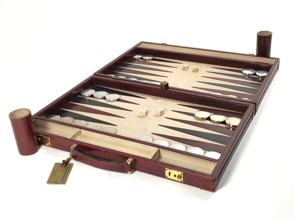 Arts and Crafts Mint Vintage 1970 Backgammon Rare Etienne Aigner Handmade Soft Leather Set