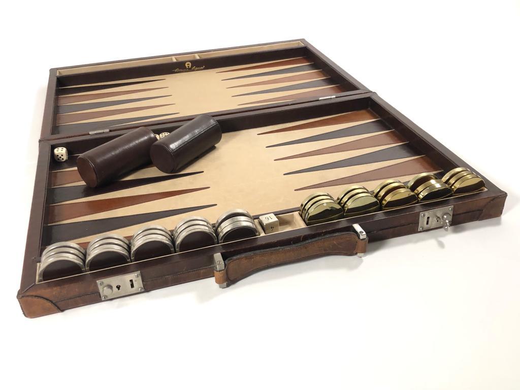 Late 20th Century Mint Vintage 1970 Backgammon Rare Etienne Aigner Handmade Soft Leather Set
