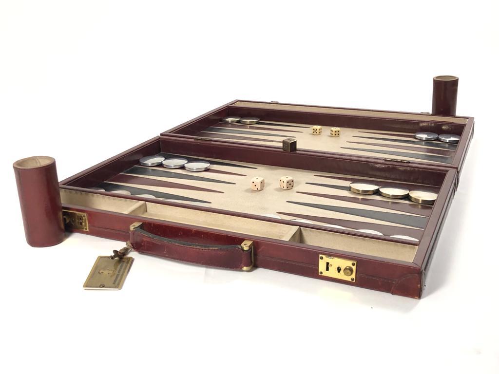Hand-Crafted Mint Vintage 1970 Backgammon Rare Etienne Aigner Handmade Soft Leather Set