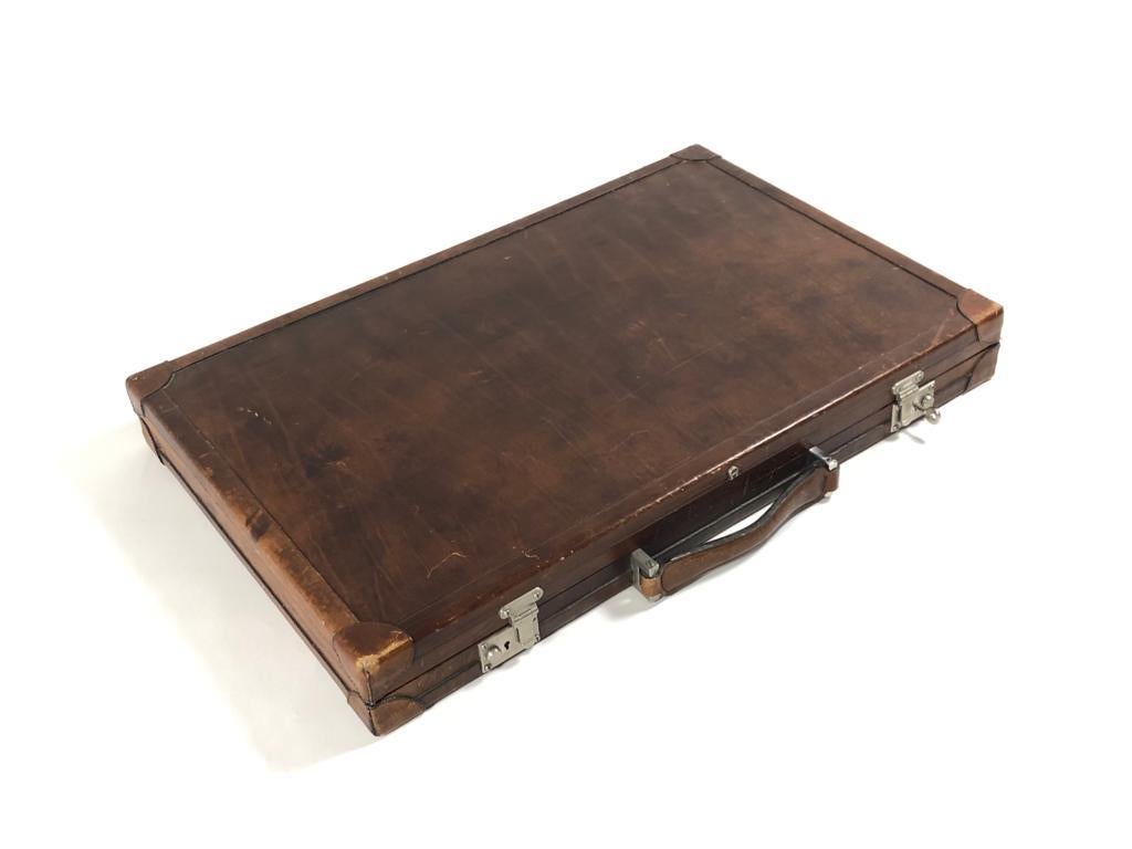 Mint Vintage 1970 Backgammon Rare Etienne Aigner Handmade Soft Leather Set 2
