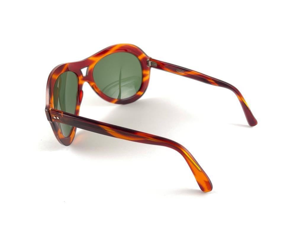 Mint Vintage Aviator Oversized Tortoise Sunglasses 1970's Made in Italy en vente 1