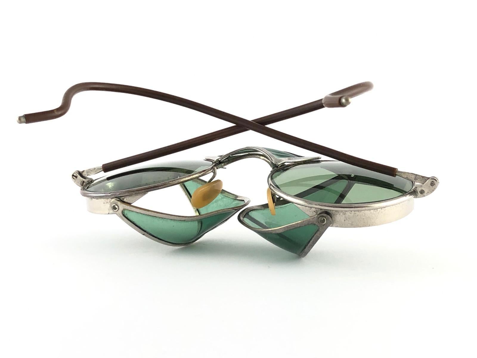 Mint Mint Vintage Bausch & Lomb Goggles Grün Steampunk 50s Sammlerstück Sonnenbrille für Damen oder Herren im Angebot