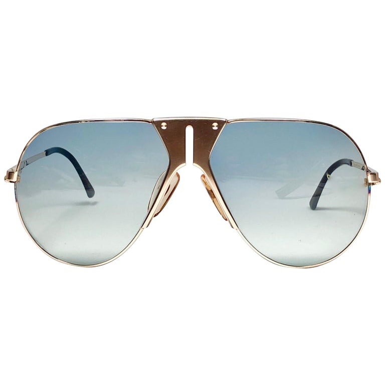 Mint Vintage Boeing by Carrera Aviator Gold Blue Lens Sunglasses Austria  For Sale at 1stDibs