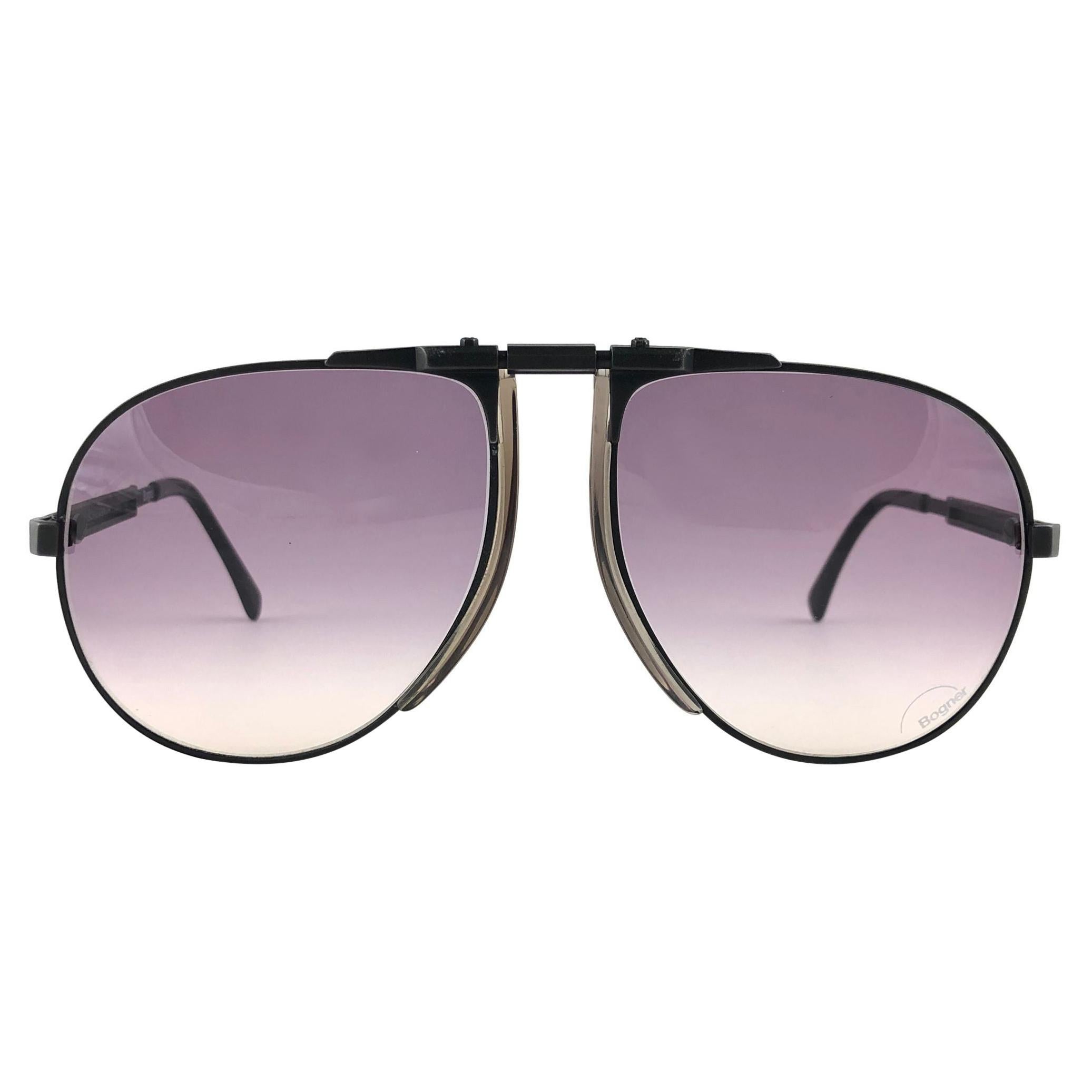 Mint Vintage Bogner von Eschenbach 7001 Großer Schwarzer Matter Roger Moore, Mint  Sonnenbrille