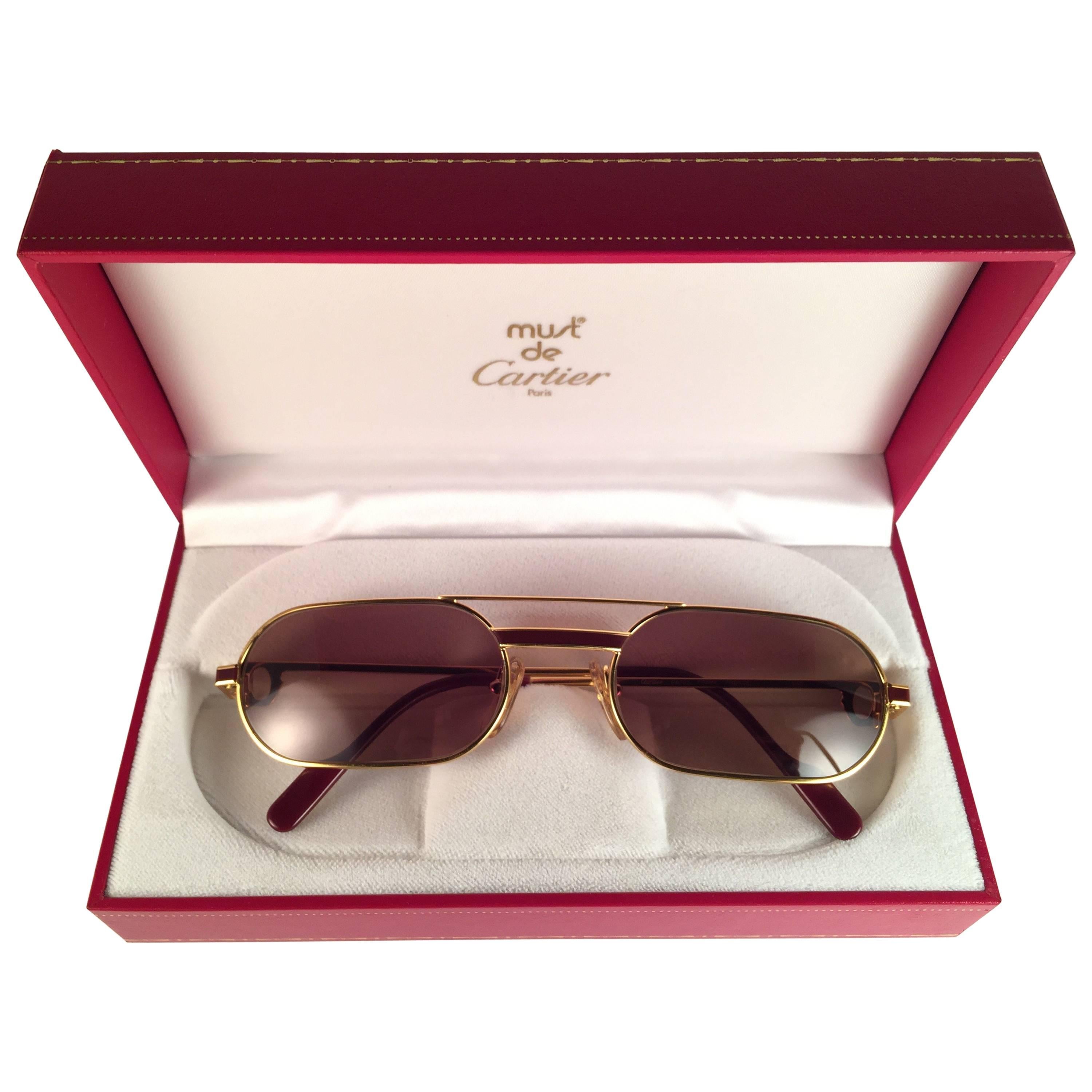 MINT Vintage Cartier Louis Laque De Chine Medium 53mm France Sunglasses For Sale