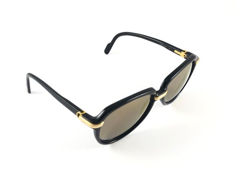 Mint Vintage Cartier Vitesse Black Gold 60mm Gold Plated Sunglasses France at 1stDibs