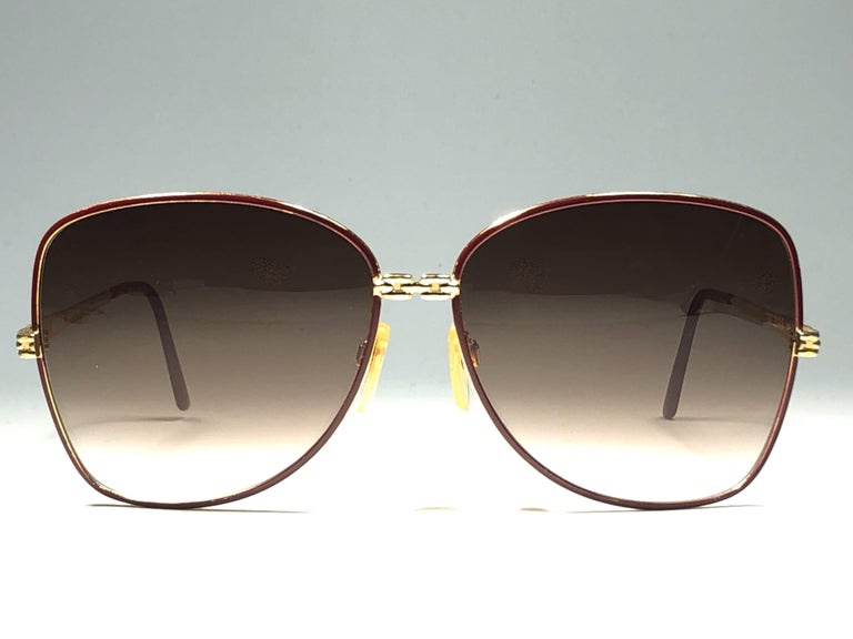 Mint Vintage Gucci 2219 Sunglasses Burgundy and Gold 1990's Made in ...