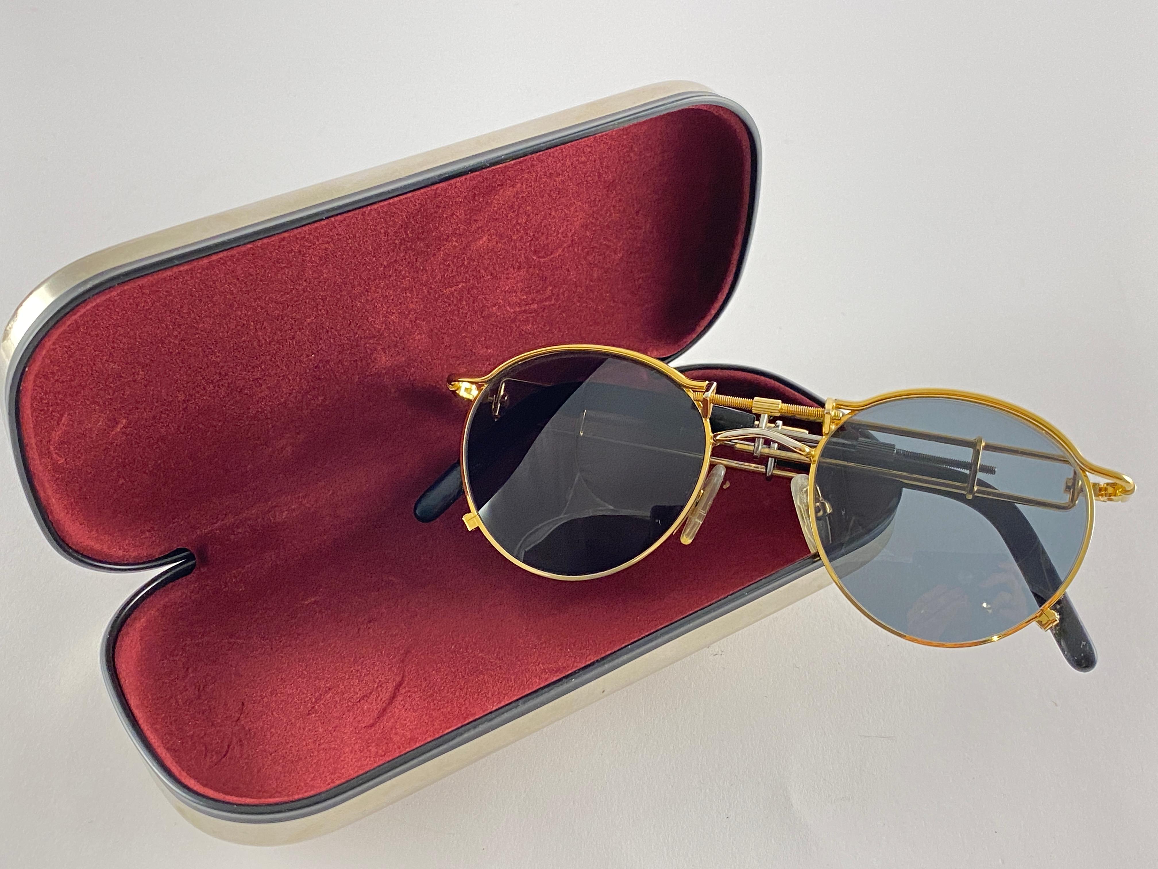 Mintfarbene Vintage Jean Paul Gaultier 56 0174 Gold & Silber 1990er Jahre Sonnenbrille Japan im Angebot 3