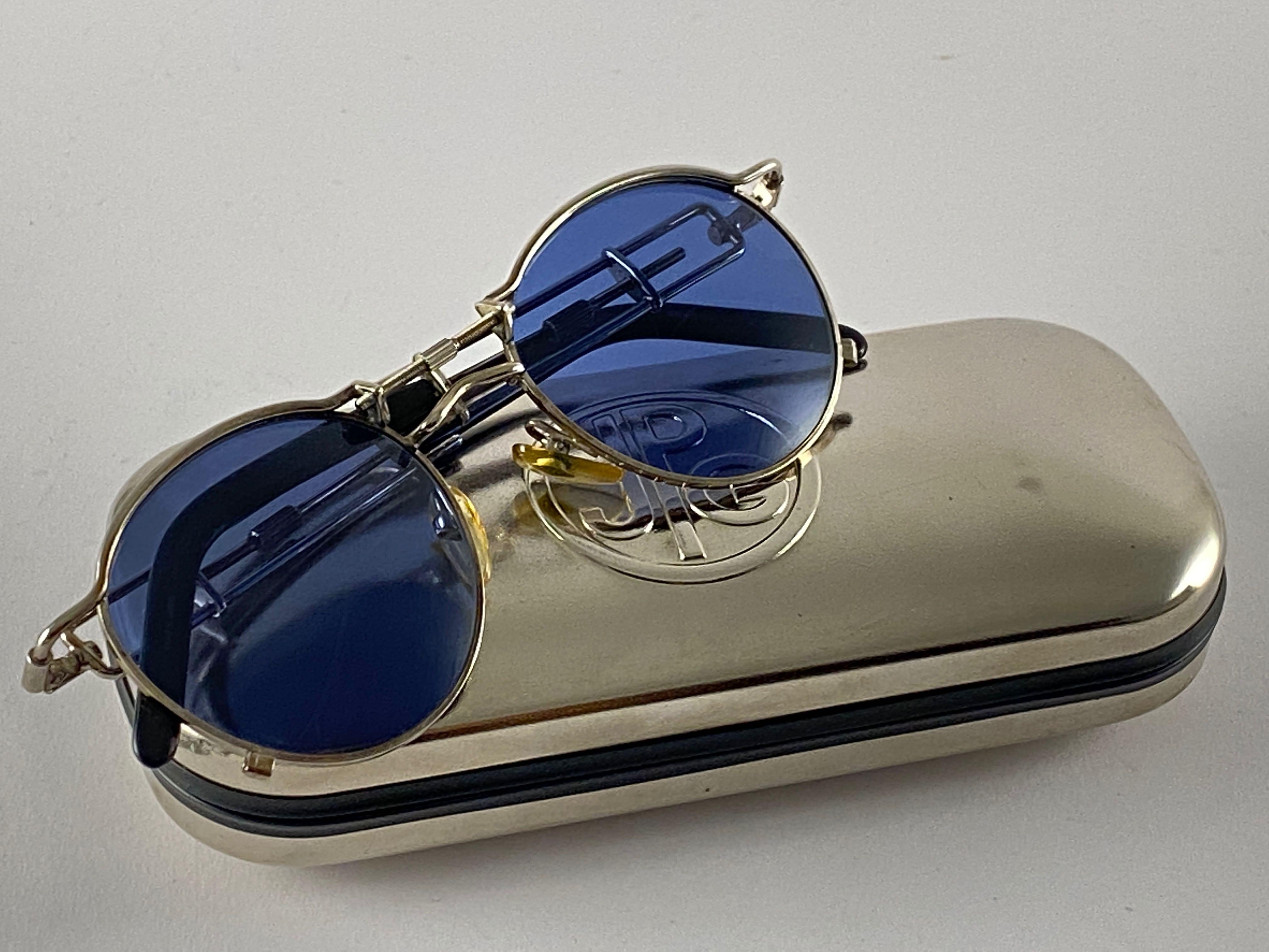 Women's or Men's Mint Vintage Jean Paul Gaultier 56 0174 Round Grey Lens 1990's Sunglasses Japan