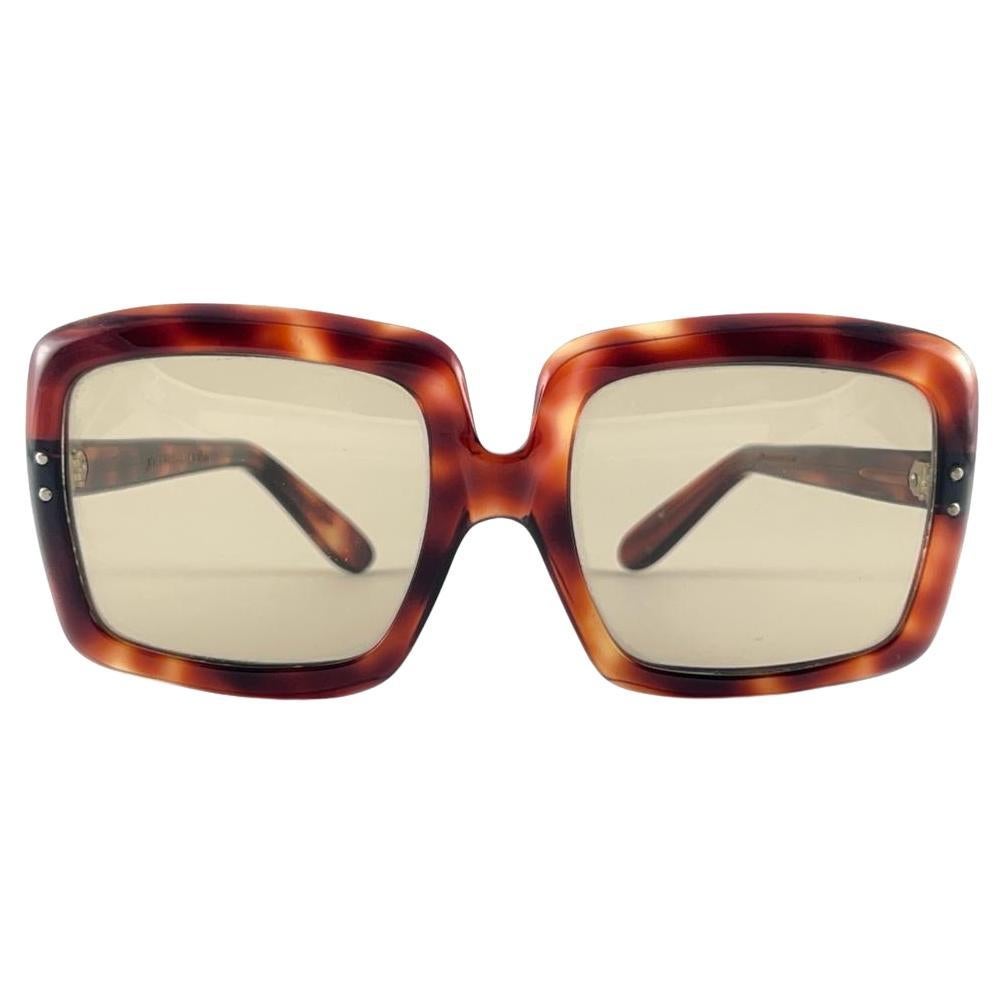 Mint Vintage Joseph Magnin Square Tortoise Sunglasses 70'S Made in France  For Sale