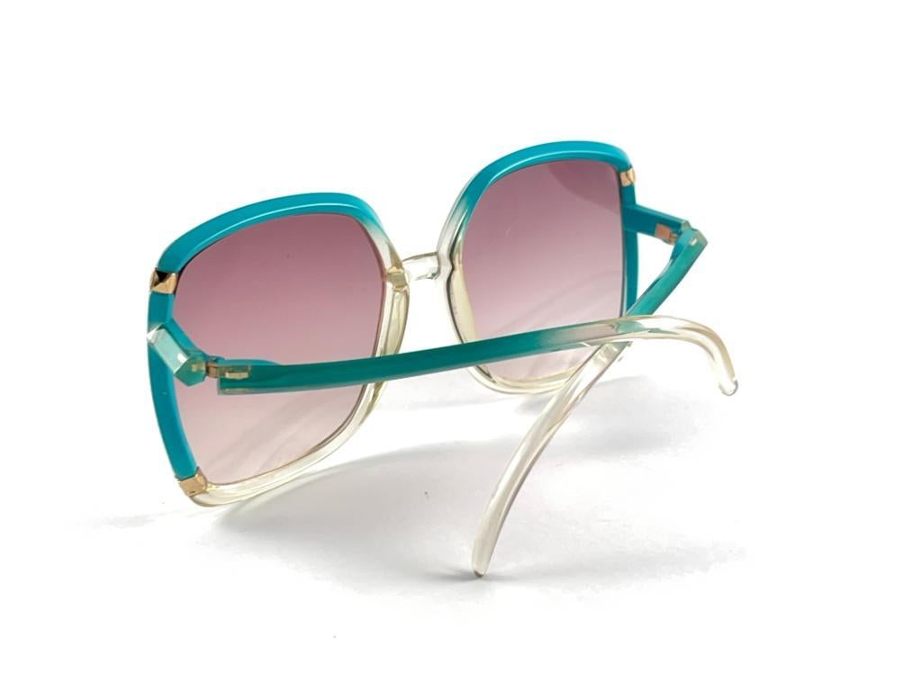 Mint Vintage Leonard Butterfly Translucent Turquoise Frame Sunglasses 70S France For Sale 7