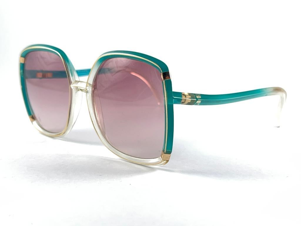 Mint Vintage Leonard Butterfly Translucent Turquoise Frame Sunglasses 70S France For Sale 1
