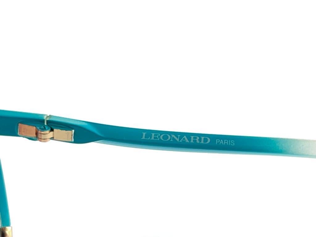 Mint Vintage Leonard Butterfly Translucent Turquoise Frame Sunglasses 70S France For Sale 4