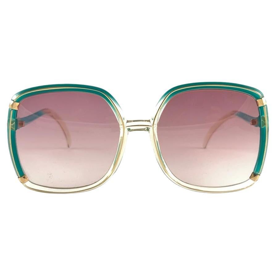 Mint Vintage Leonard Butterfly Translucent Turquoise Frame Sunglasses 70S France For Sale