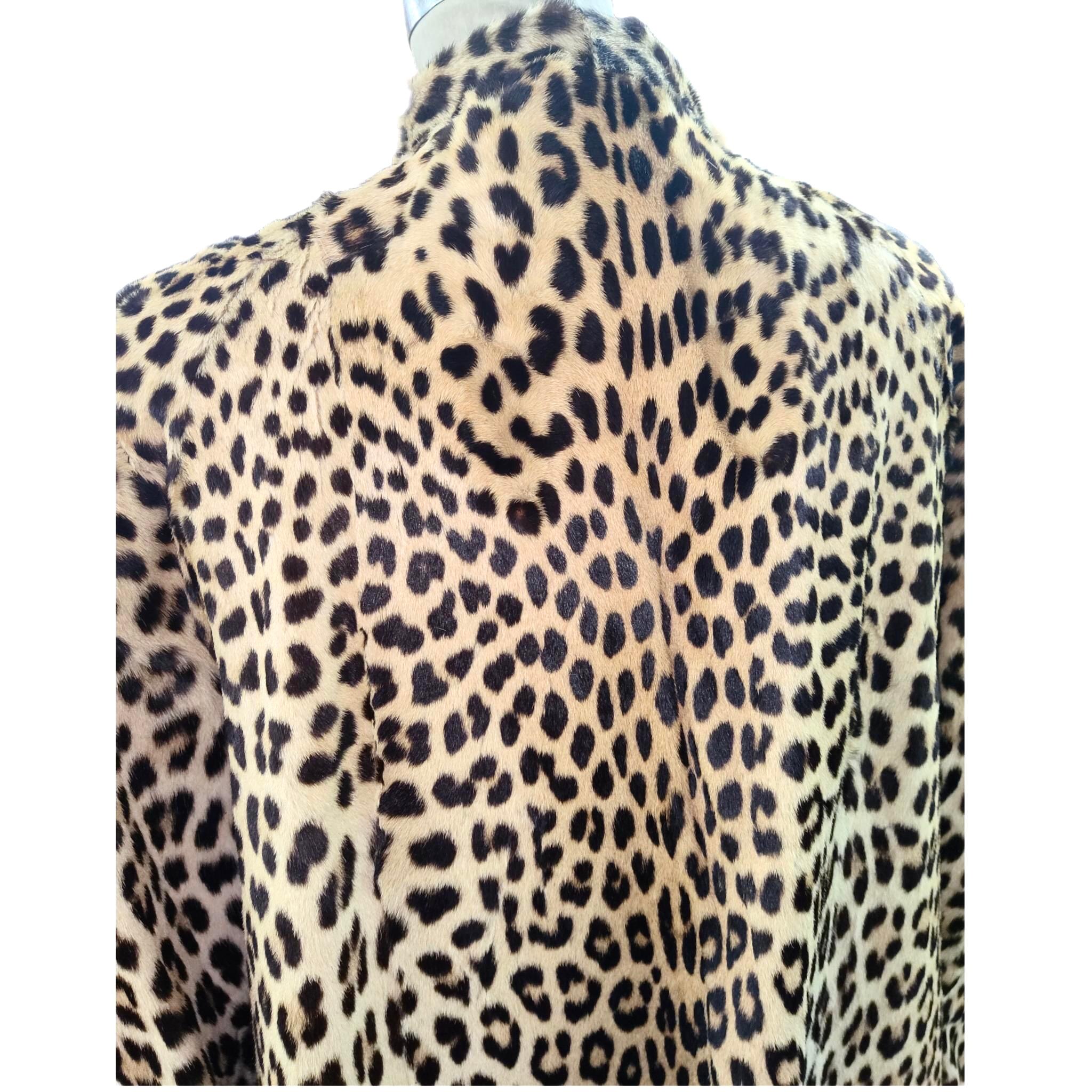 Mintfarbener Vintage Leopardenpelzmantel Größe 10 im Angebot 6
