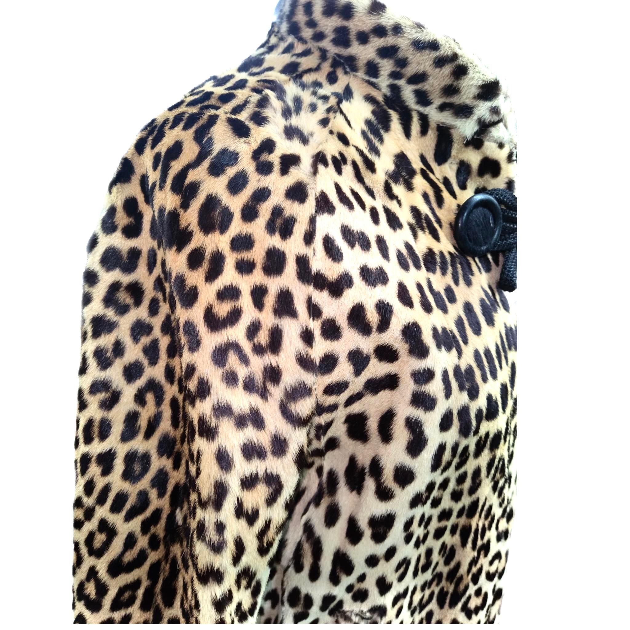 Mintfarbener Vintage Leopardenpelzmantel Größe 10 im Angebot 4