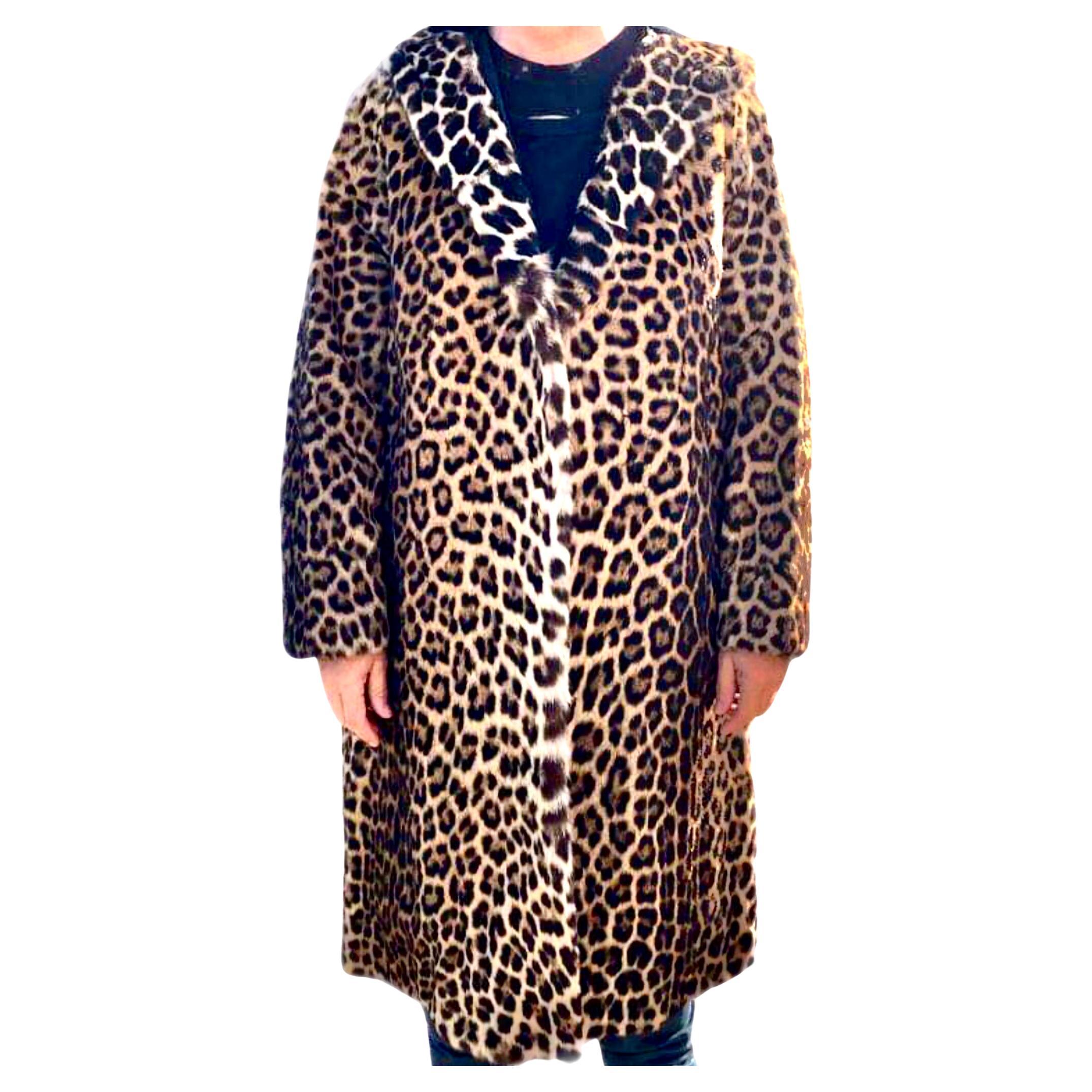 Manteau vintage léopard menthe taille 12 en vente